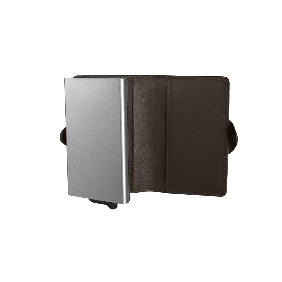 Porta-Cartões em Pele e Alumínio Anti-RFID com Porta-moedas