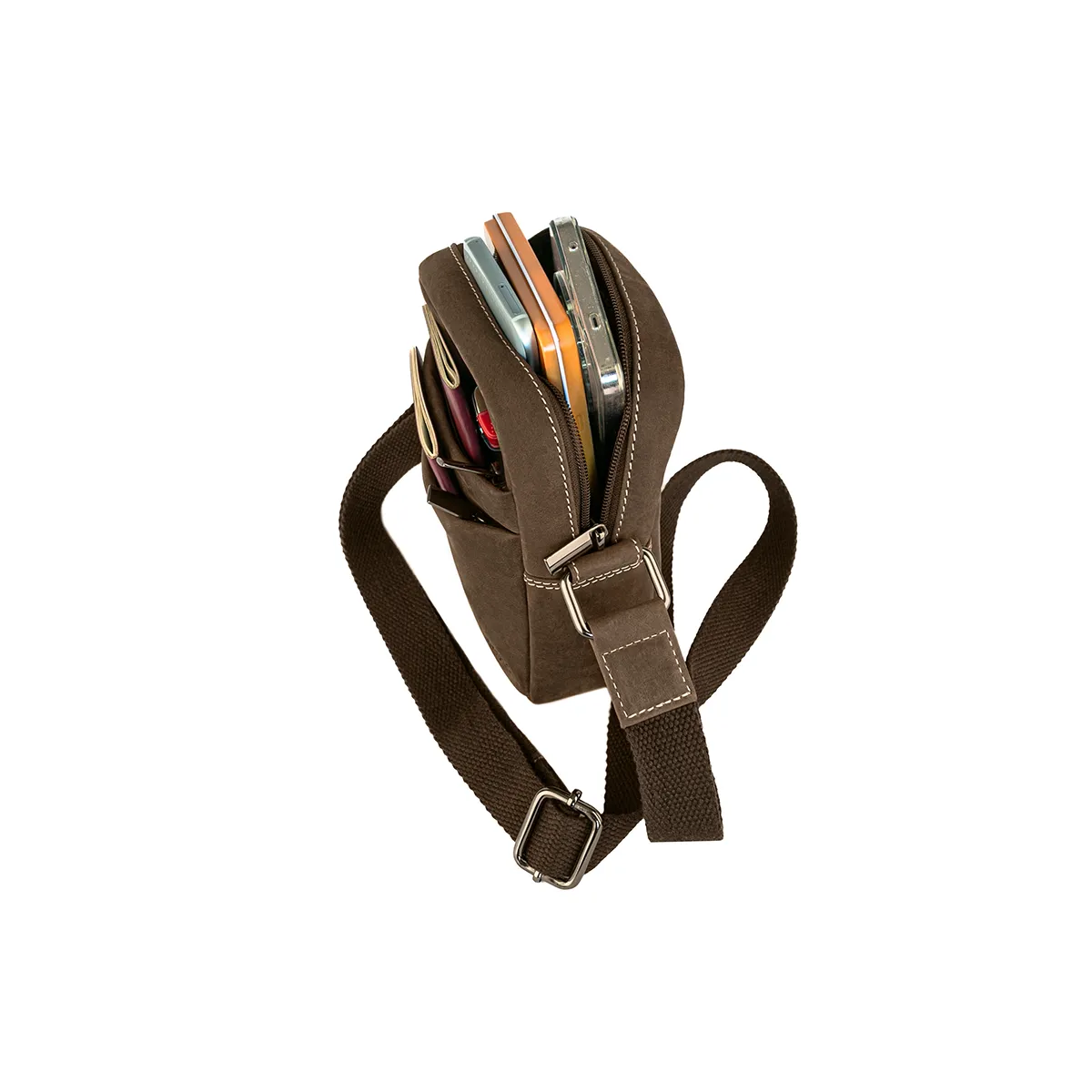 Bolsa Tiracolo de Homem em Pele com Fecho Interior