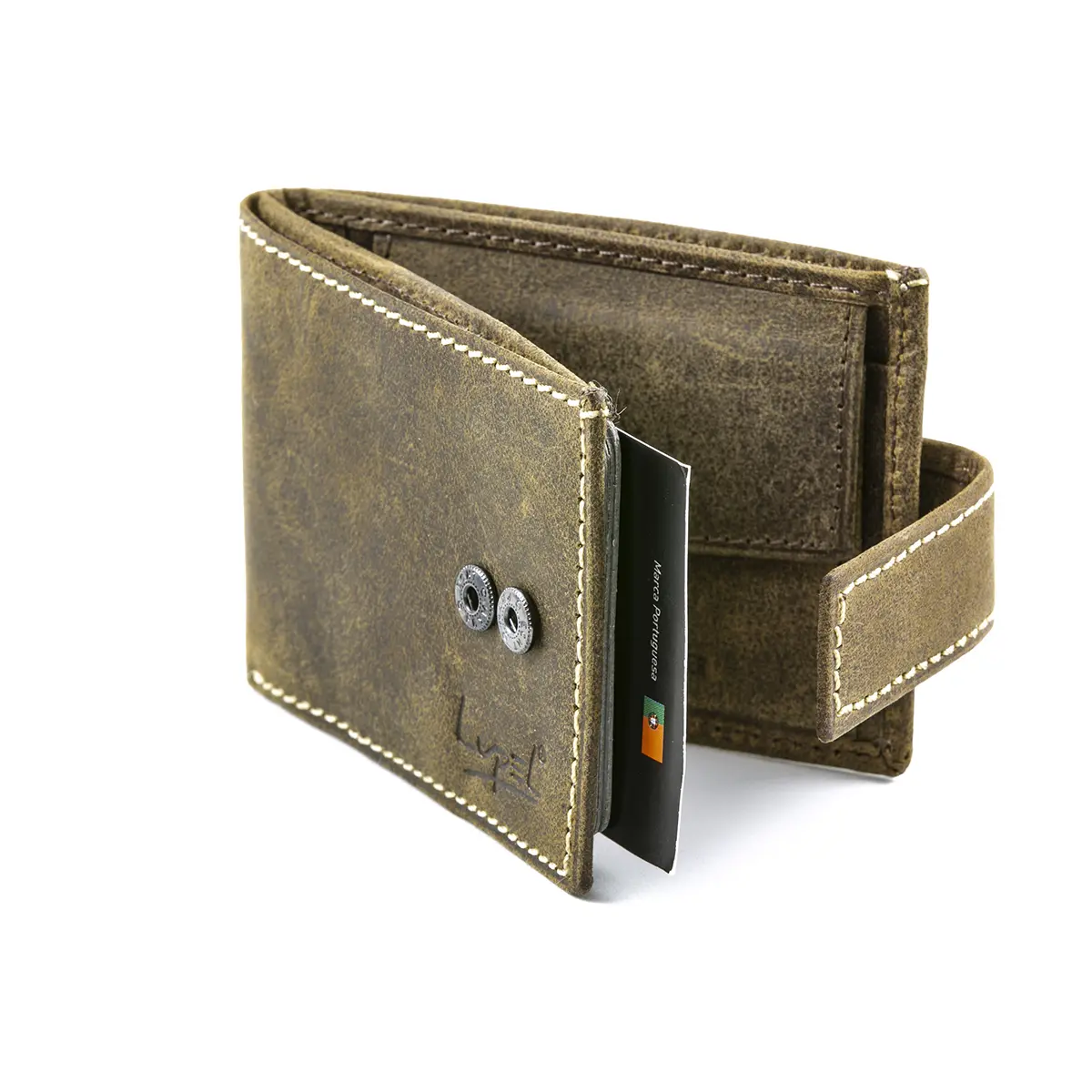 Carteira em Pele com Porta-moedas e Anti-RFID