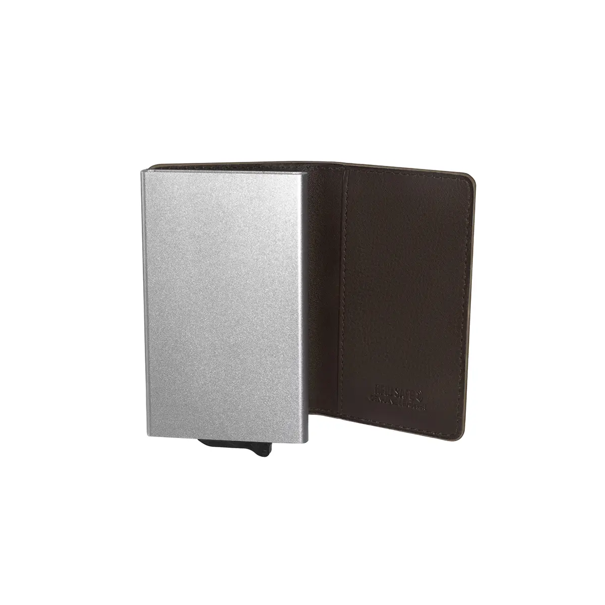 Leather and Aluminum Card Holder with Anti-RFID Protection
