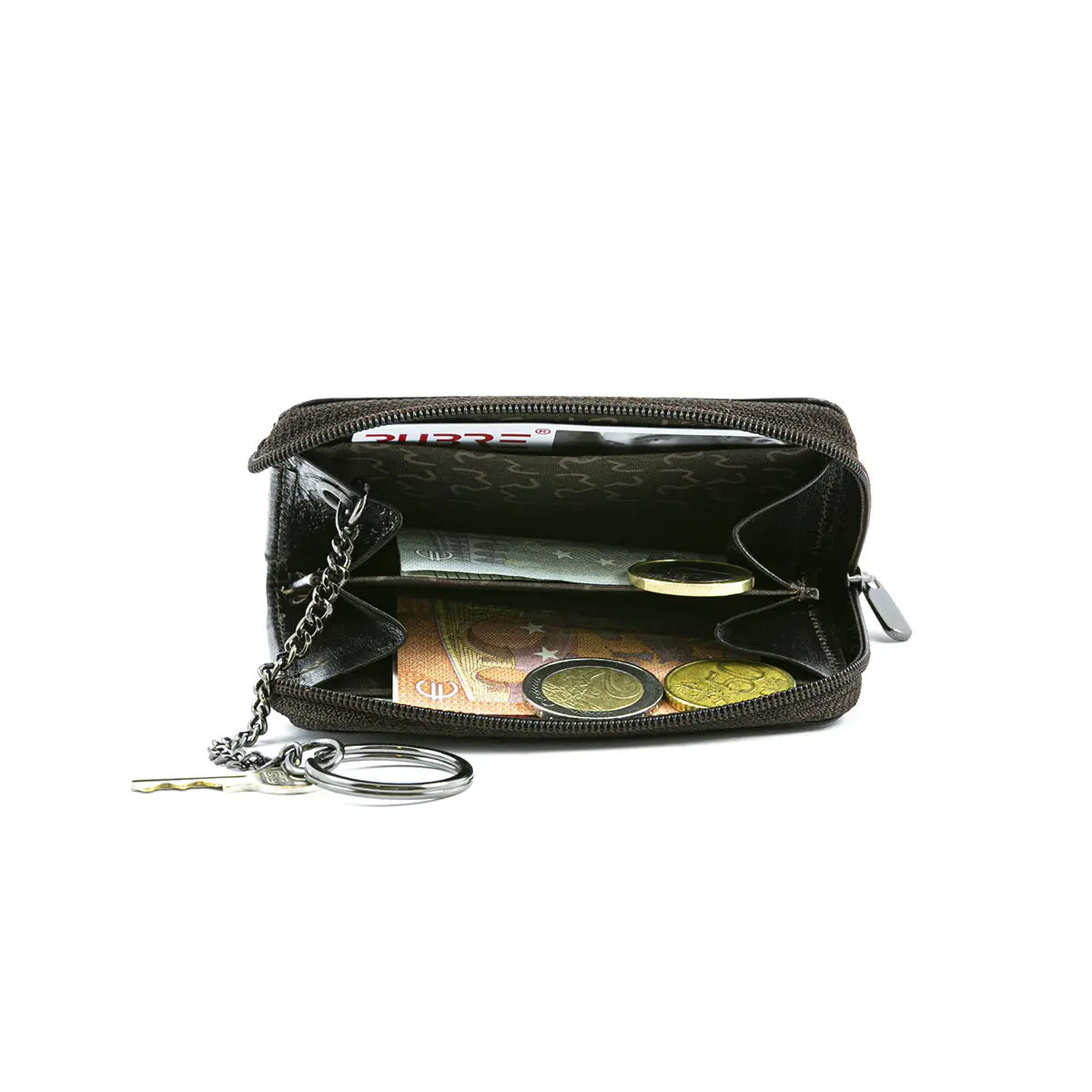 Porta-moedas com Porta-chaves e Porta-cartões em Pele